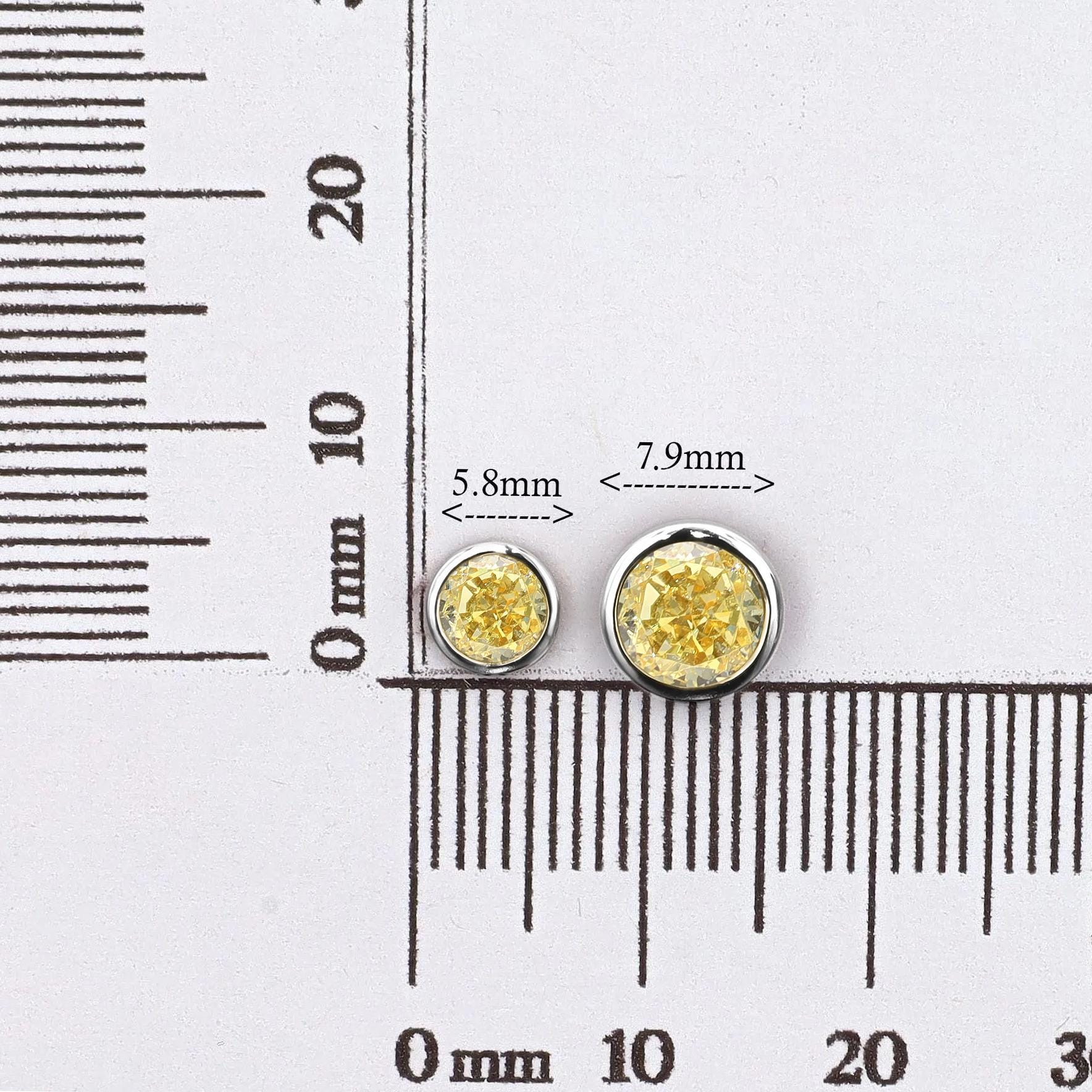 Lab-Grown Simulated Diamond Bezel Set Studs in Sterling Silver