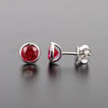 Lab-Grown Ruby Bezel Set Studs in Sterling Silver