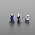 Lab-Grown Sapphire Bezel Set Studs in Sterling Silver