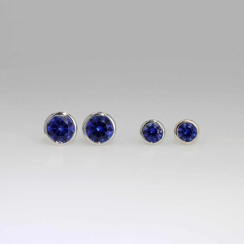Lab-Grown Sapphire Bezel Set Studs in Sterling Silver