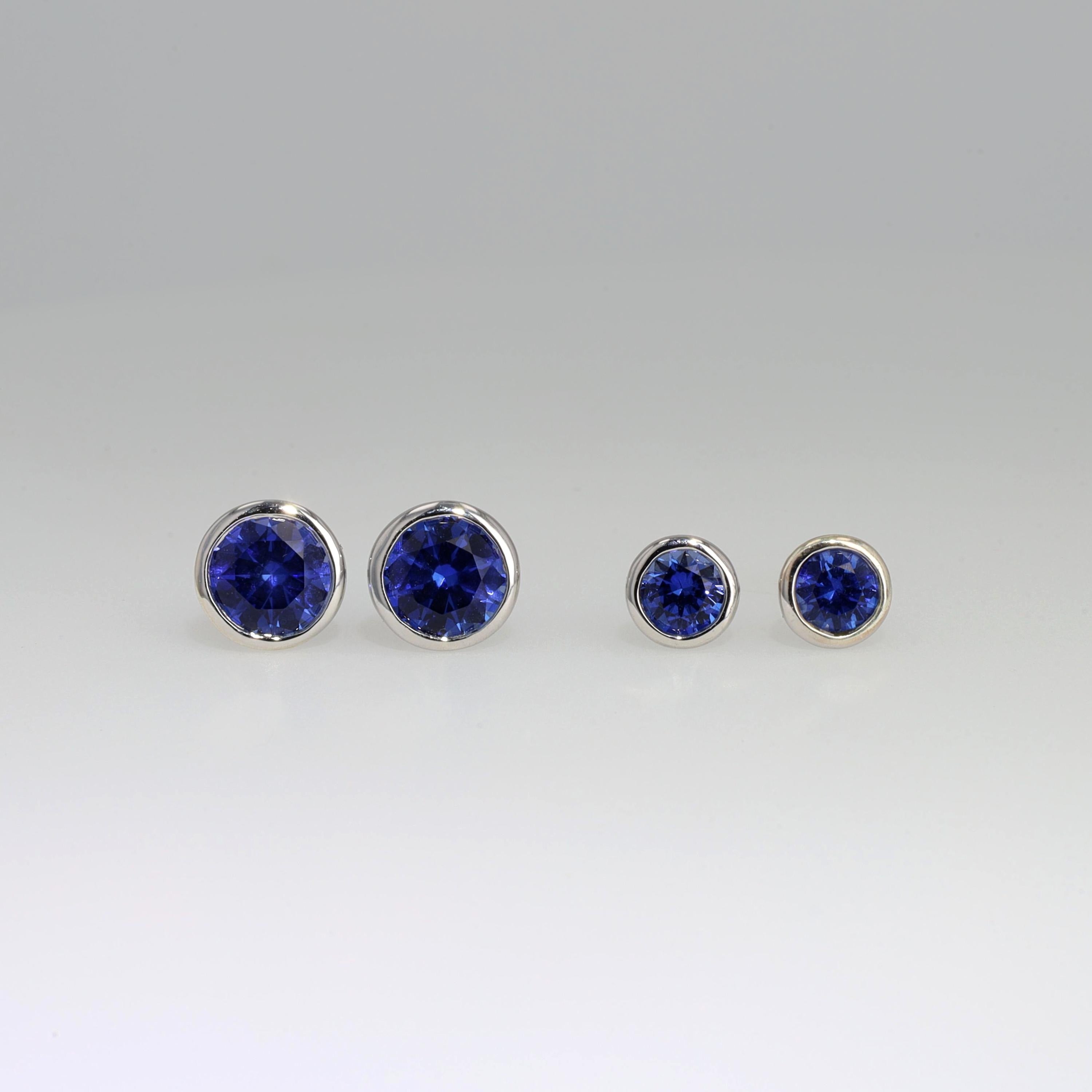 Lab-Grown Sapphire Bezel Set Studs in Sterling Silver