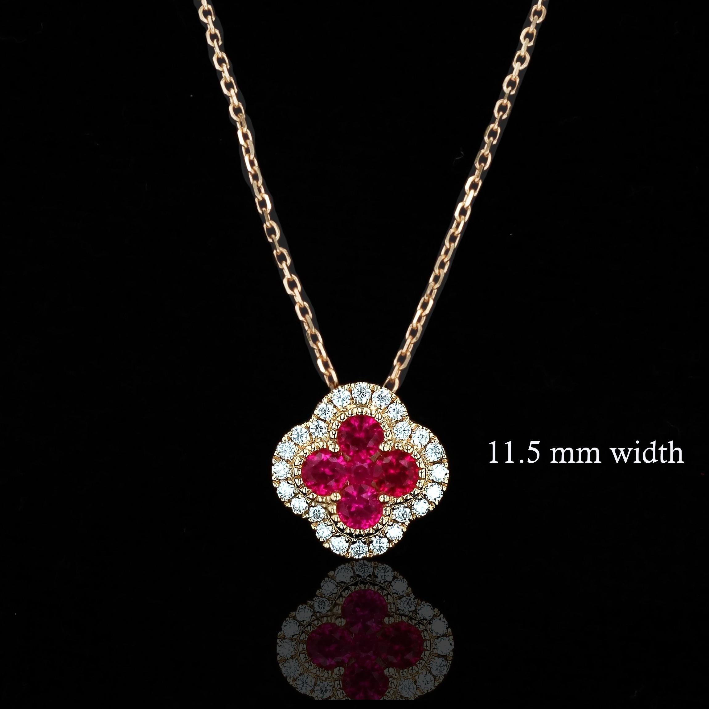 Ruby Clover Necklace in 14kt Gold