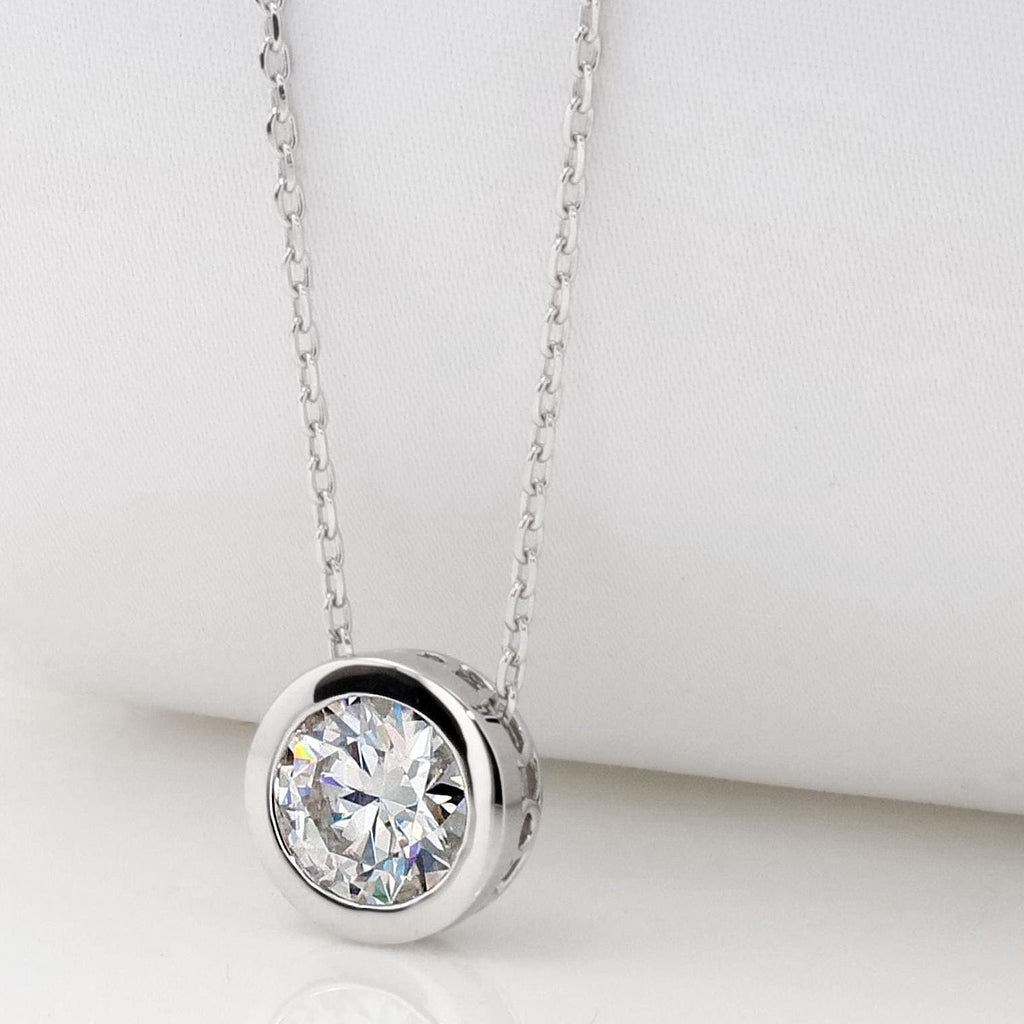 Bezel Slider Pendant in Sterling Silver