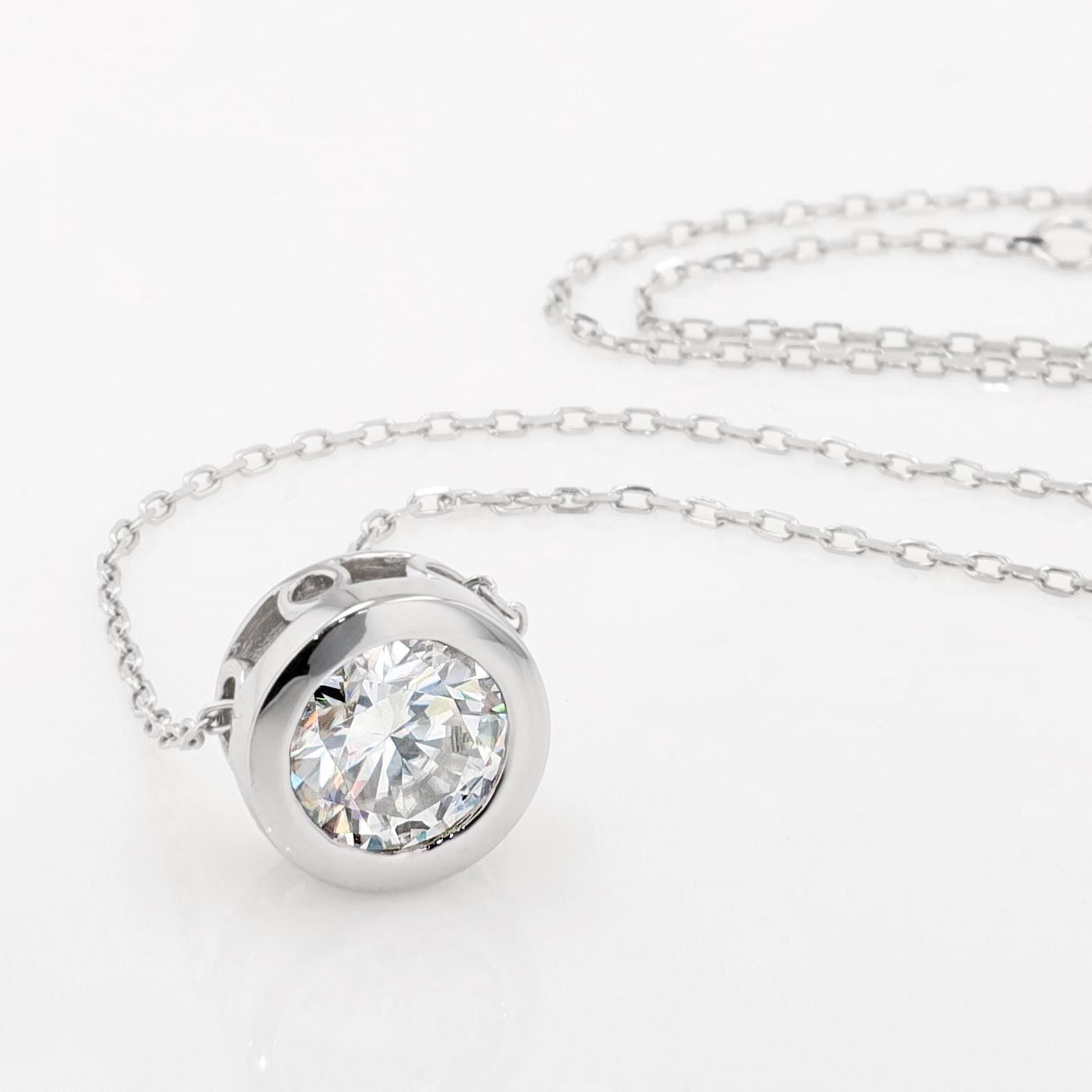 Bezel Slider Pendant in Sterling Silver
