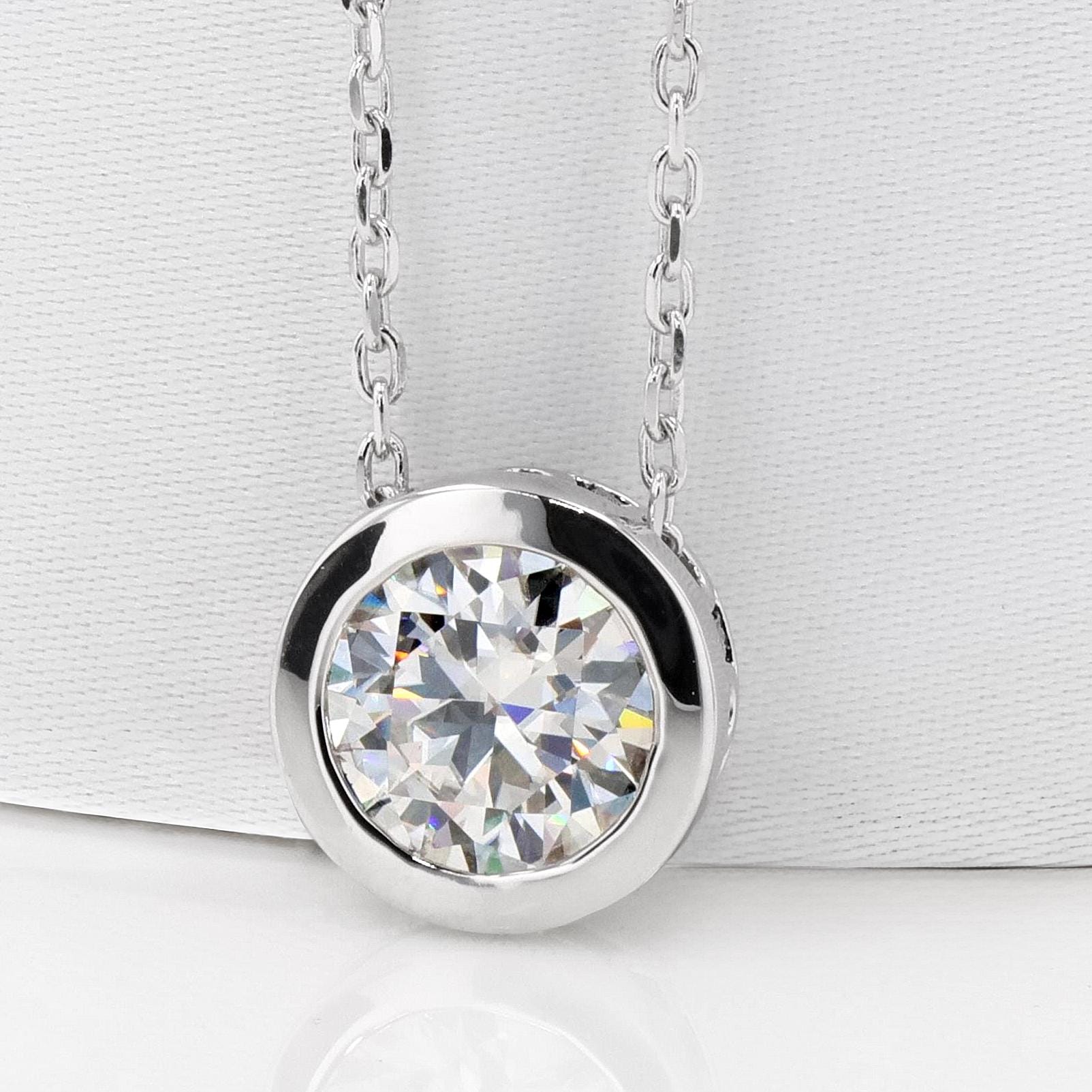 Bezel Slider Pendant in Sterling Silver