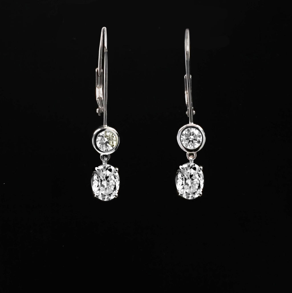 Moissanite Drop Lever Back Earrings in Sterling Silver