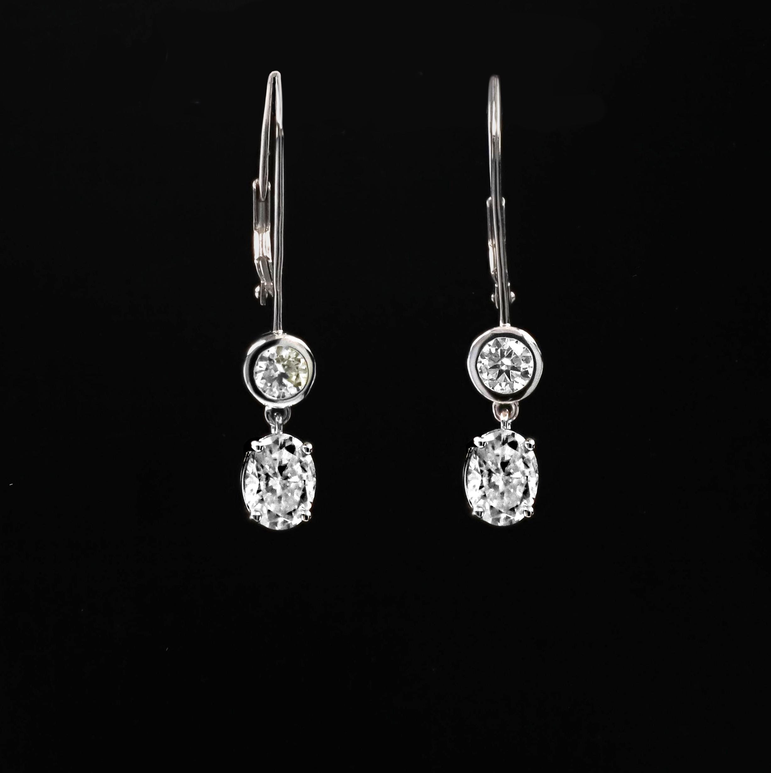 Moissanite Drop Lever Back Earrings in Sterling Silver