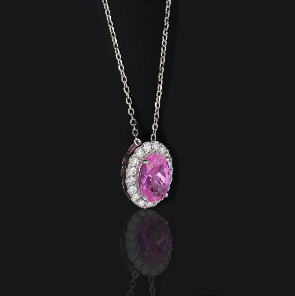 Pink Sapphire Slider Necklace in Sterling Silver