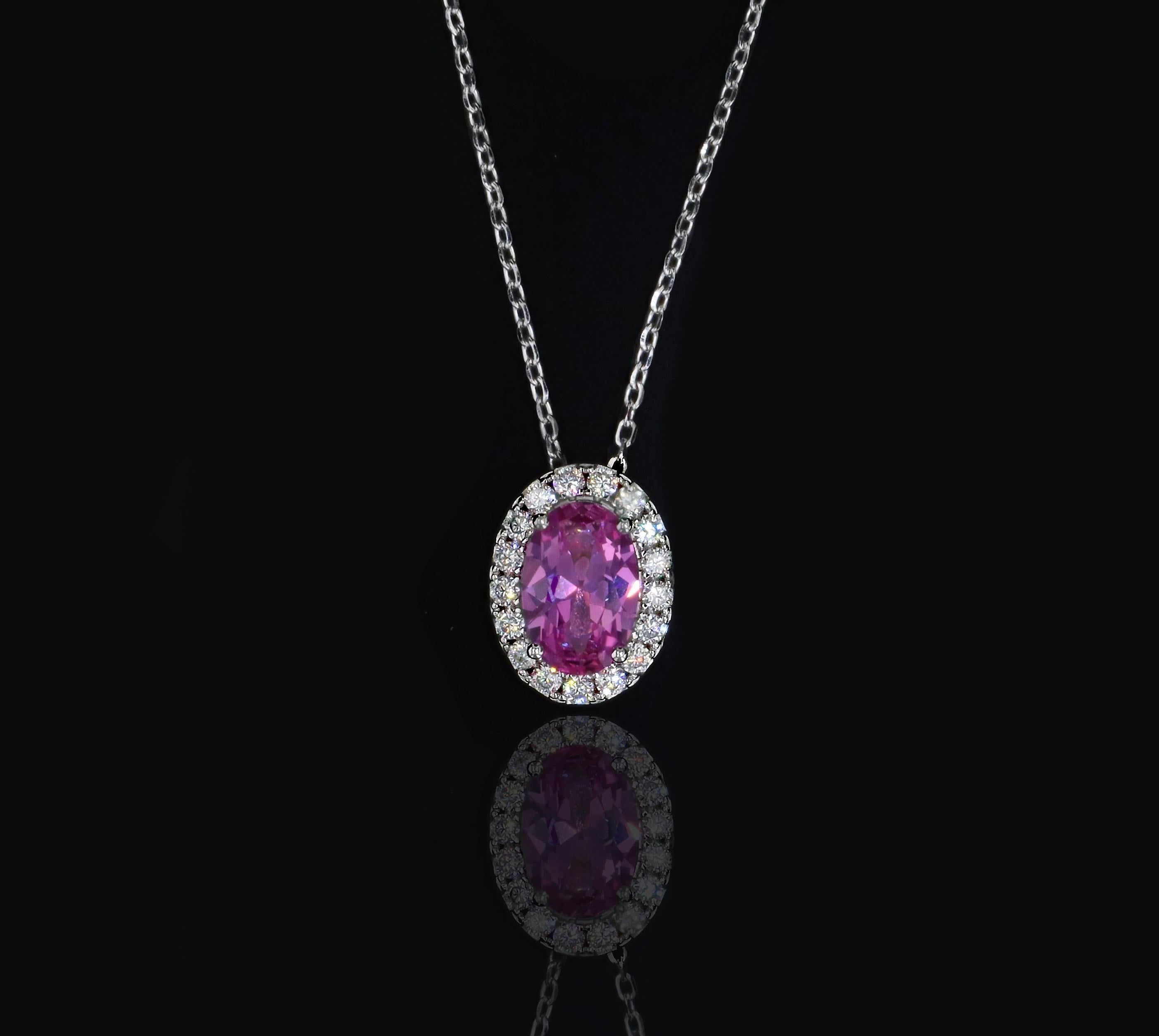 Pink Sapphire Slider Necklace in Sterling Silver