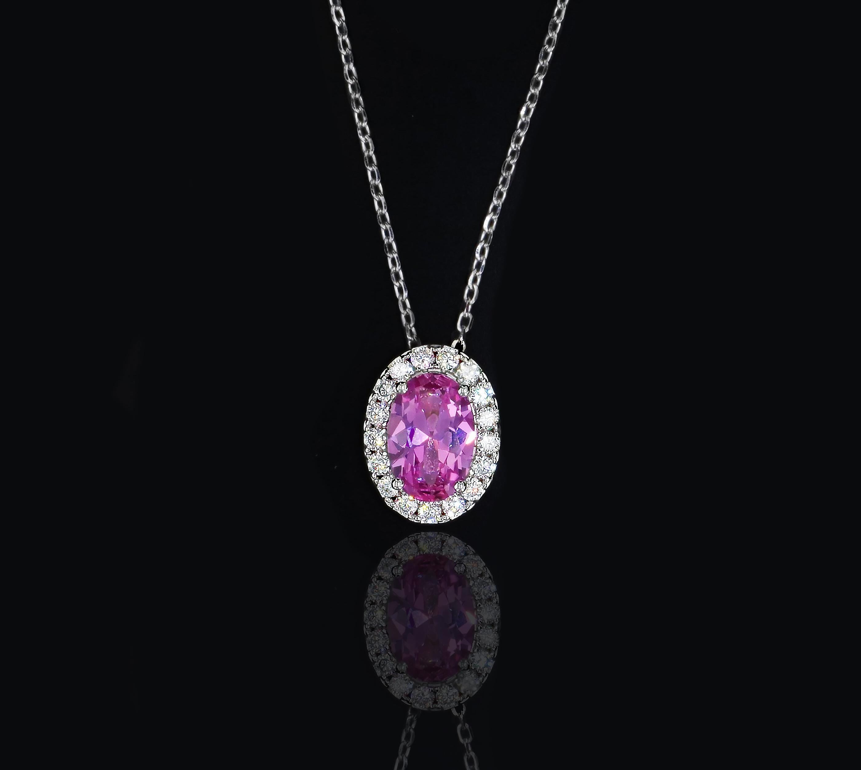 Pink Sapphire Slider Necklace in Sterling Silver
