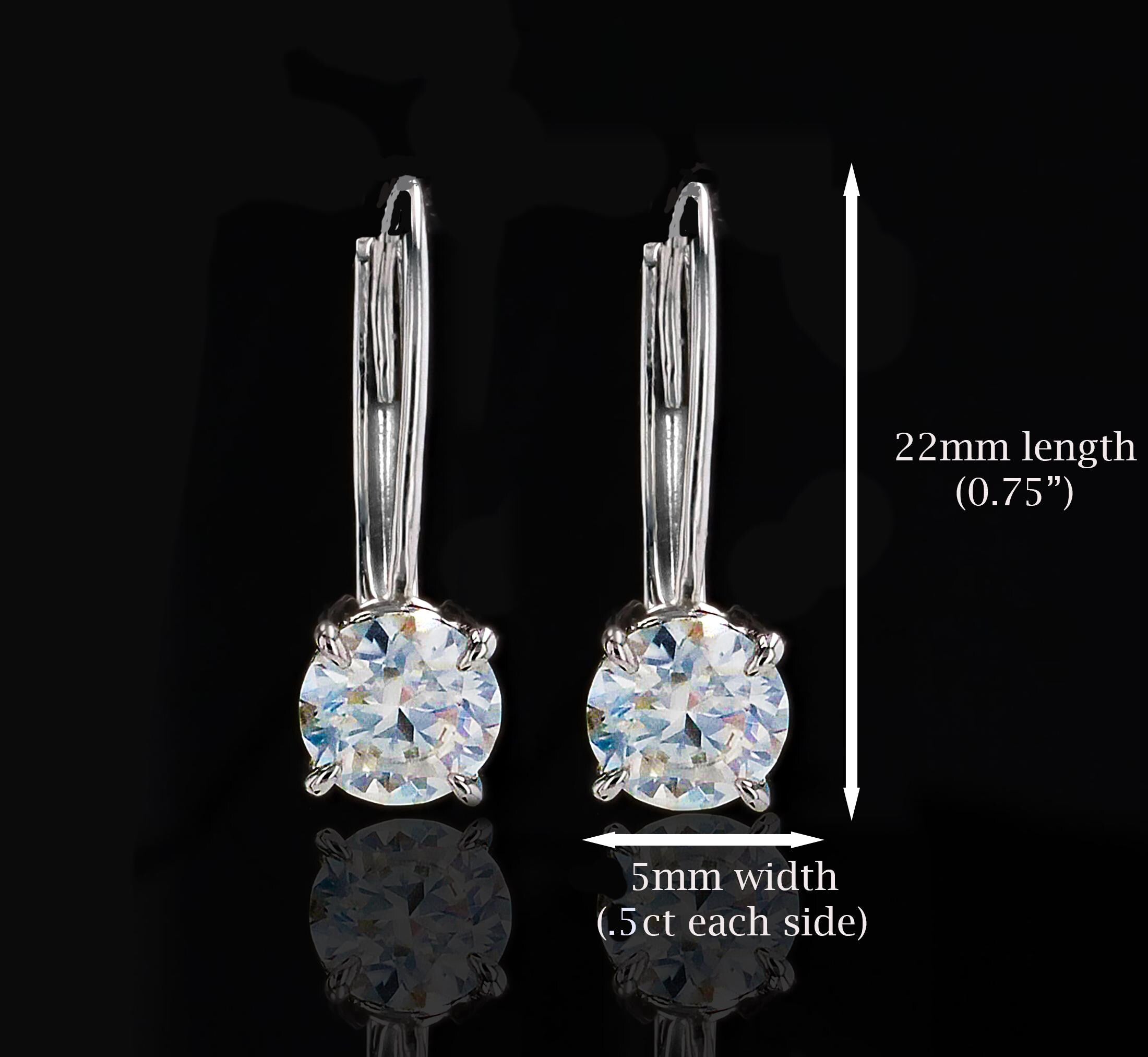 Moissanite Lever Back Earrings in Sterling Silver