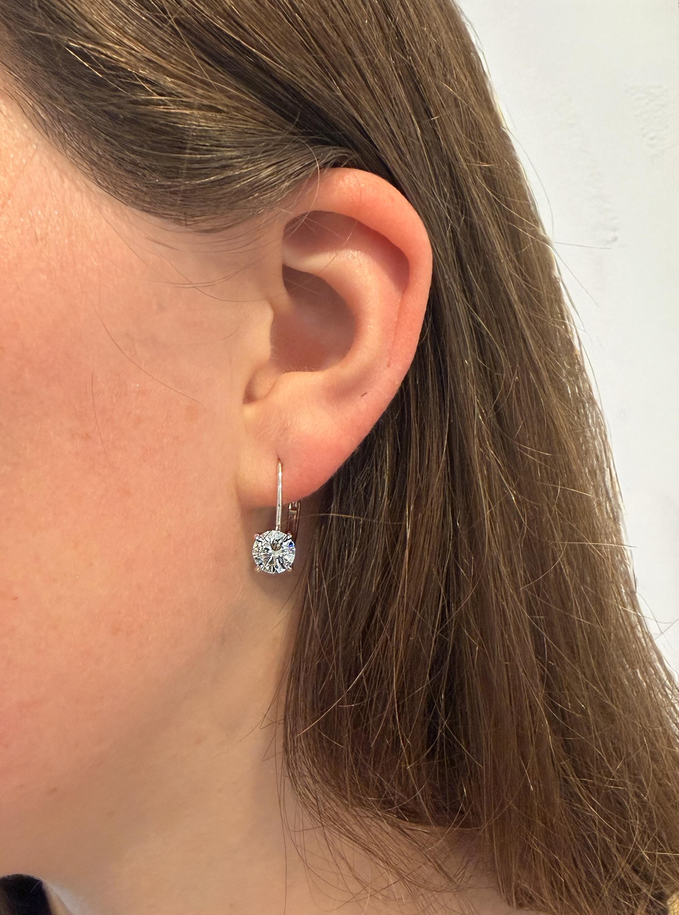 Moissanite Lever Back Earrings in Sterling Silver