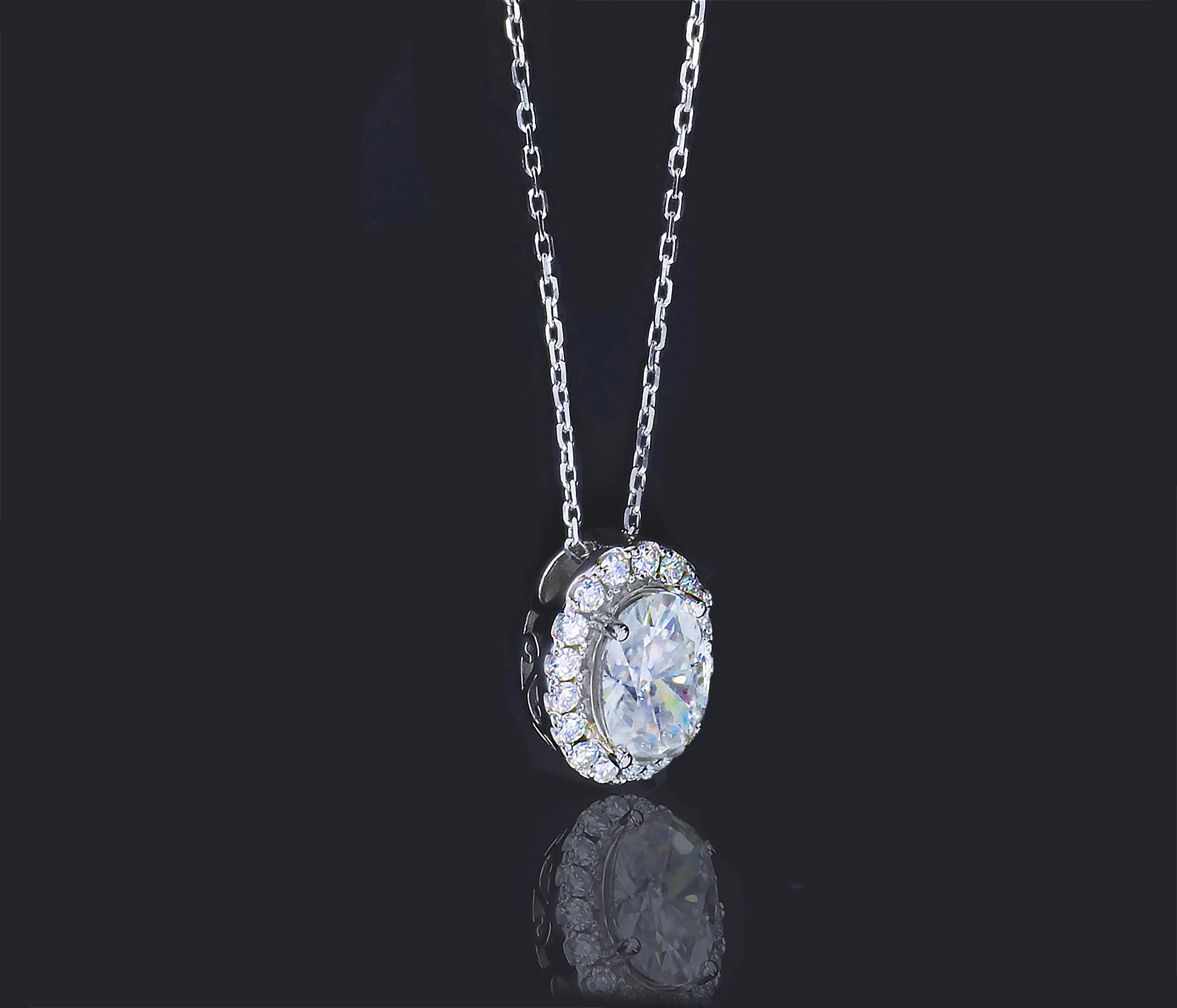 Moissanite Slider Necklace in Sterling Silver