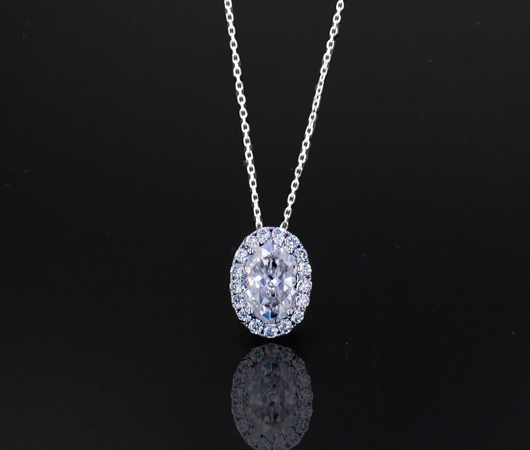 Moissanite Slider Necklace in Sterling Silver