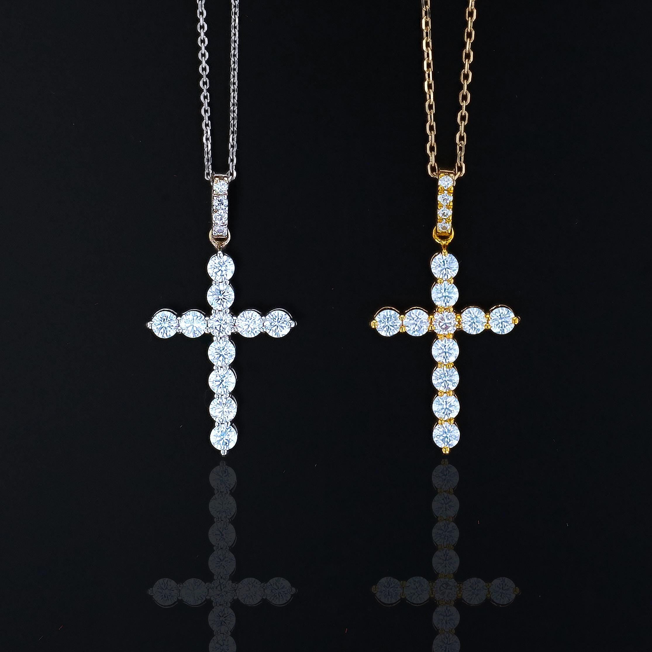 Moissanite Cross and Bail in 14kt Gold