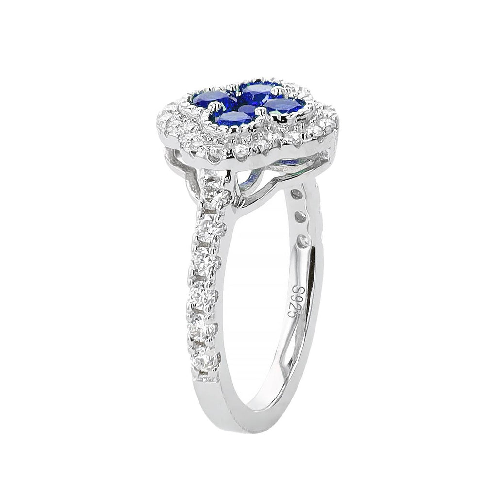 Sapphire Clover Ring in Sterling Silver