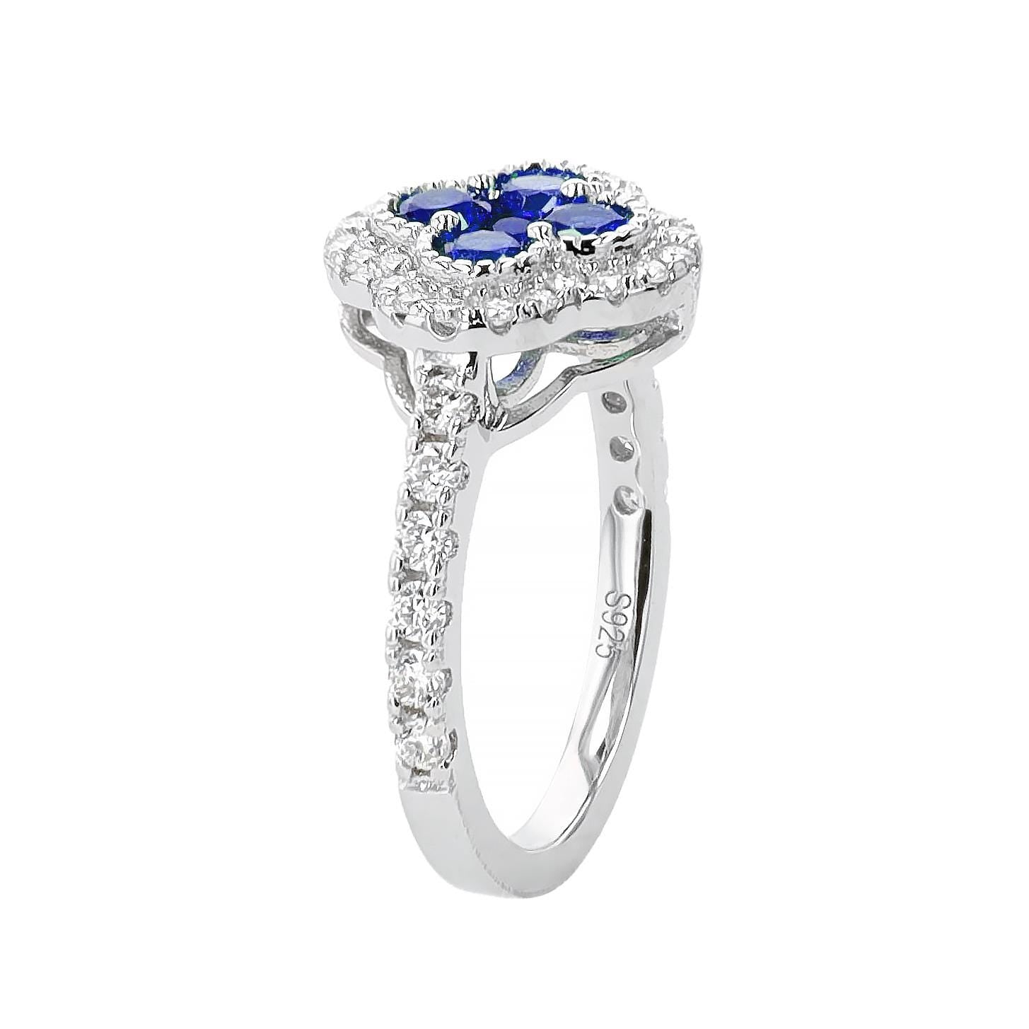 Sapphire Clover Ring in Sterling Silver