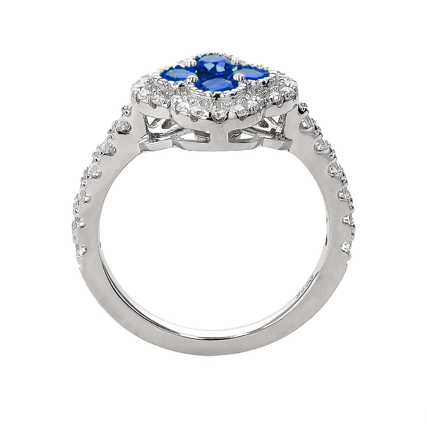 Sapphire Clover Ring in Sterling Silver