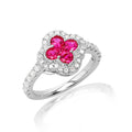 Ruby Clover Ring in Sterling Silver
