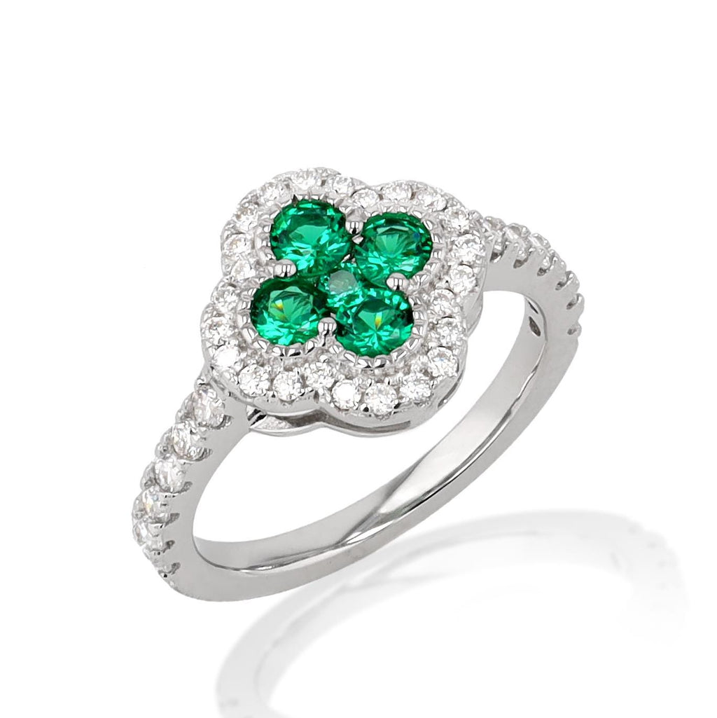 Emerald Clover Ring in Sterling Silver