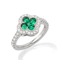 Emerald Clover Ring in Sterling Silver