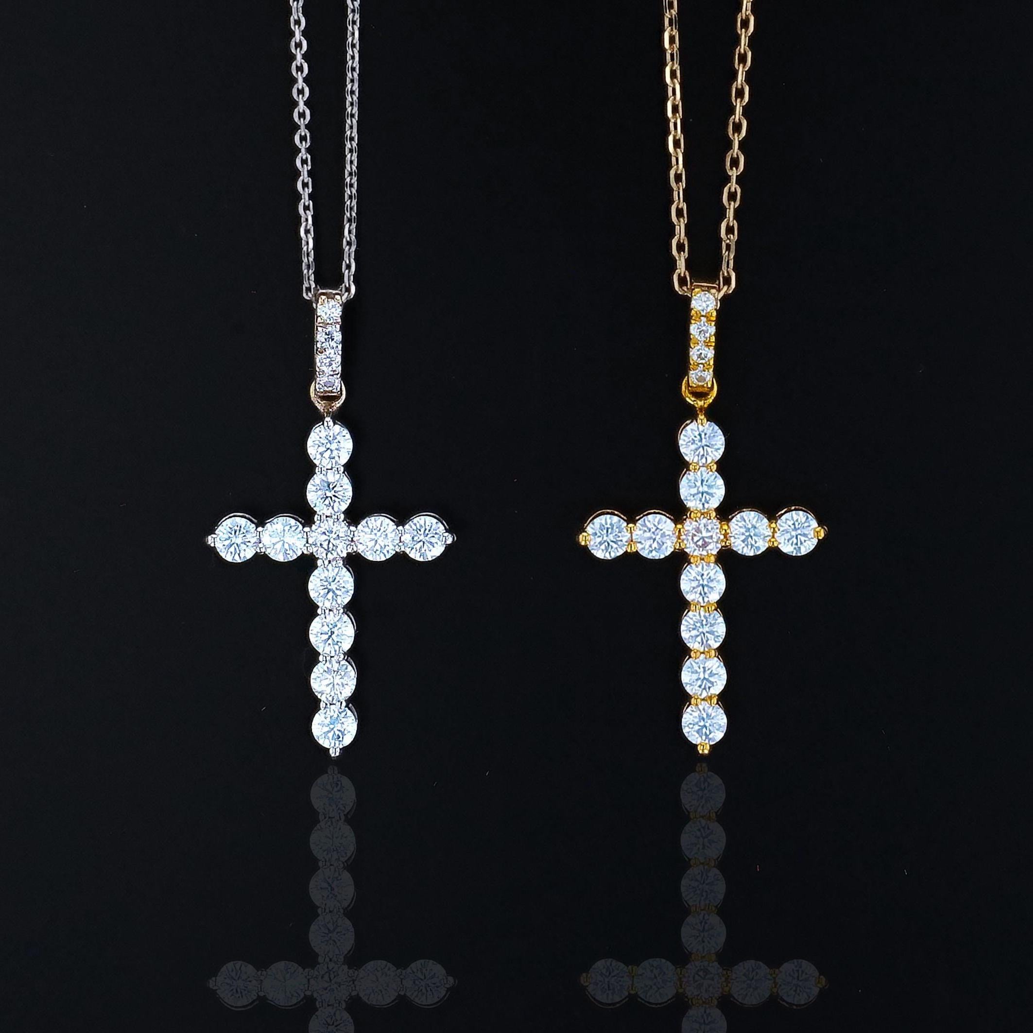 Moissanite Cross and Bail in 14kt Gold