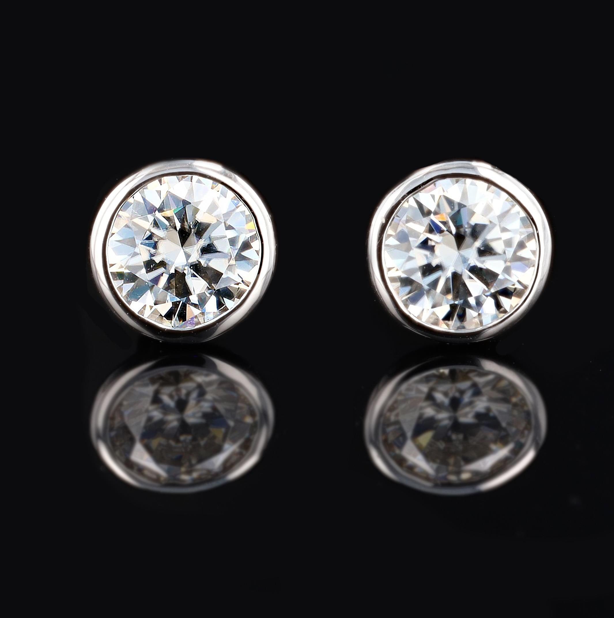 Bezel Moissanite Studs in Sterling Silver