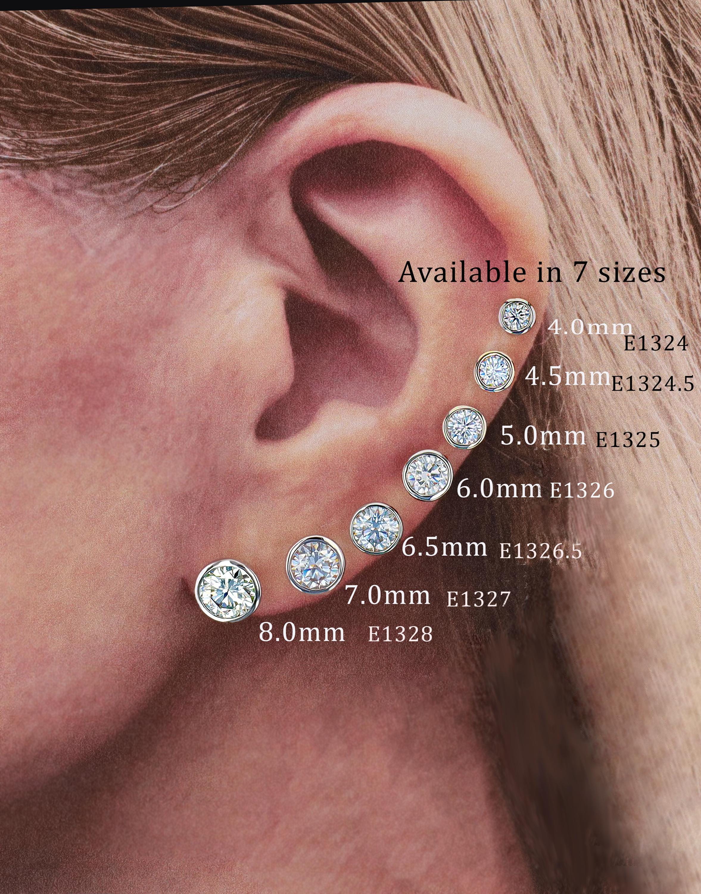 Bezel Moissanite Studs in Sterling Silver