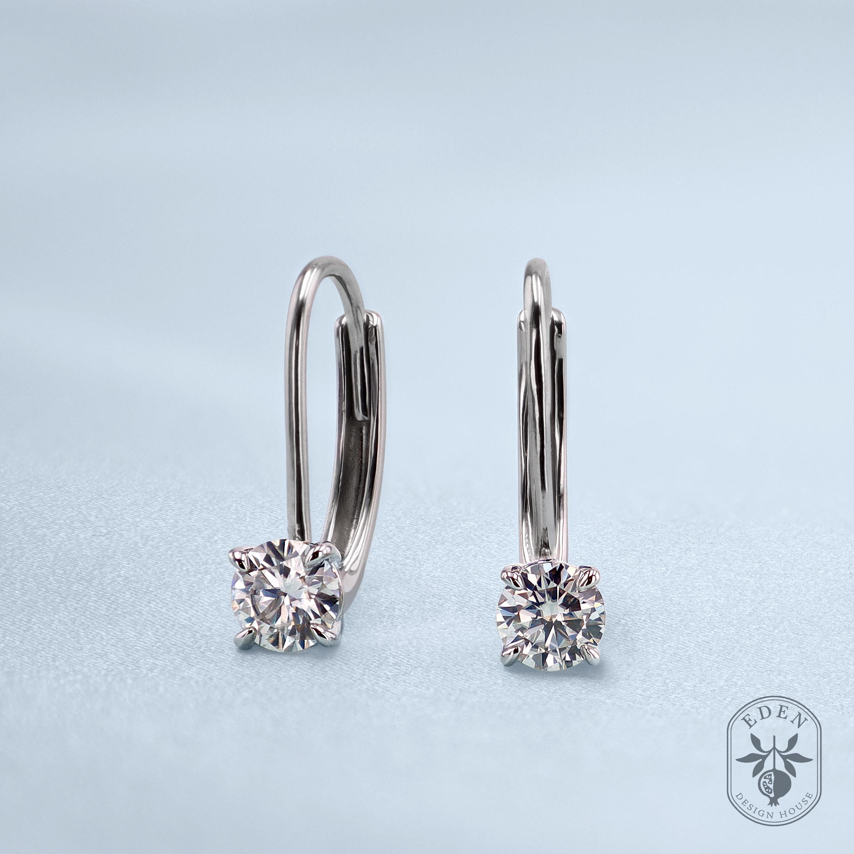 Moissanite Lever Back Earrings in Sterling Silver